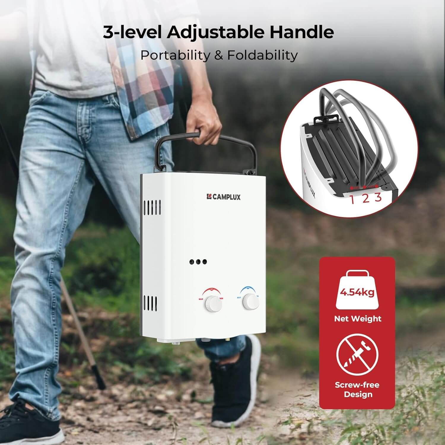 5L Portable Outdoor Tankless Water Heater Gas Instant Camping and Off-Grid