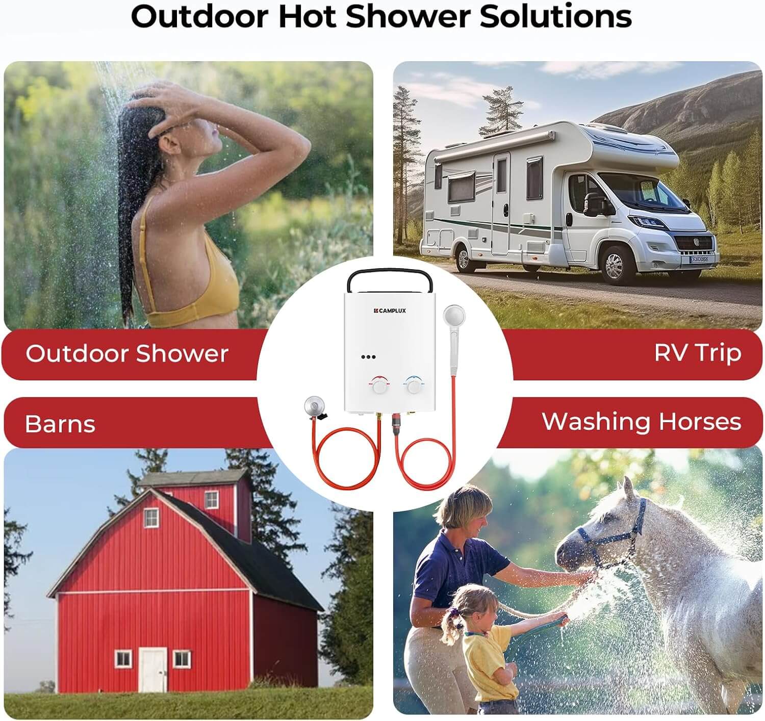 5L Portable Outdoor Tankless Water Heater Gas Instant Camping and Off-Grid