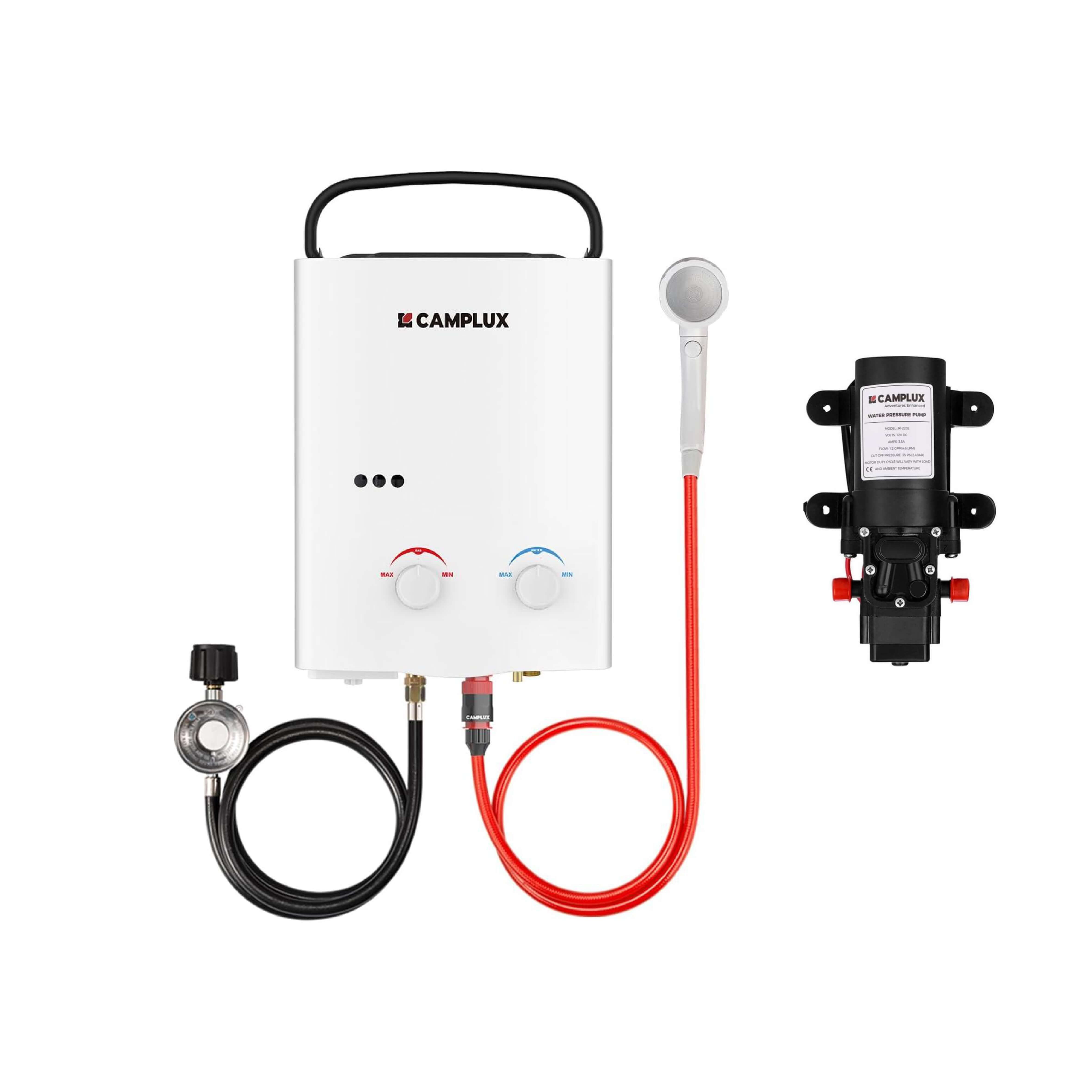 5 Liter Camplux Portable Water Heater & 3.5L Water Pump