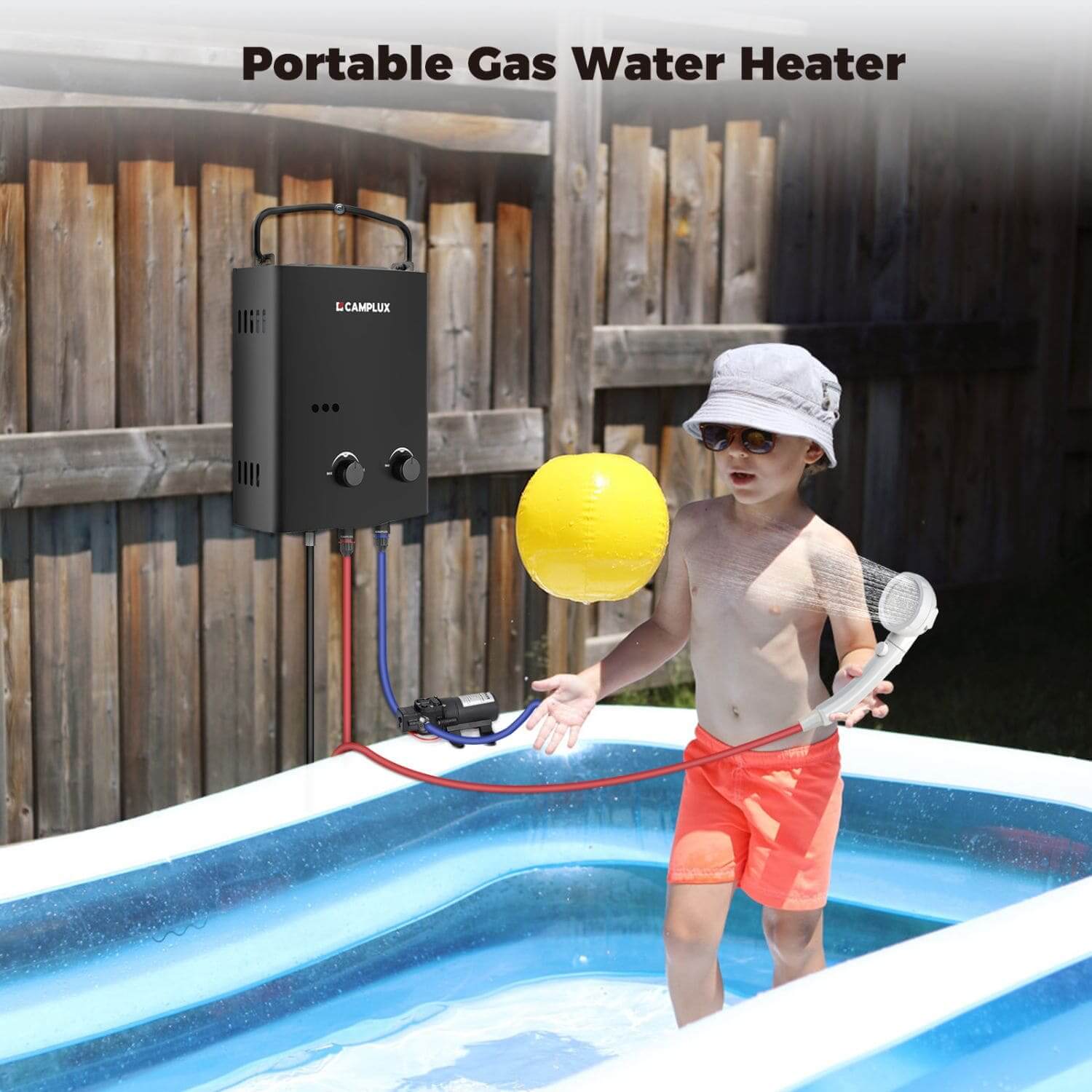 5L Portable Outdoor Tankless Water Heater Gas Camping and Off-Grid