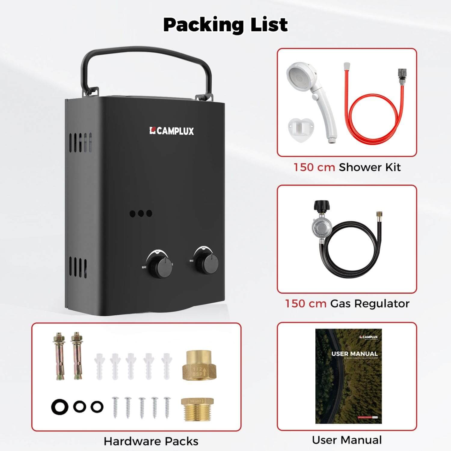 5L Portable Outdoor Tankless Water Heater Gas Camping and Off-Grid