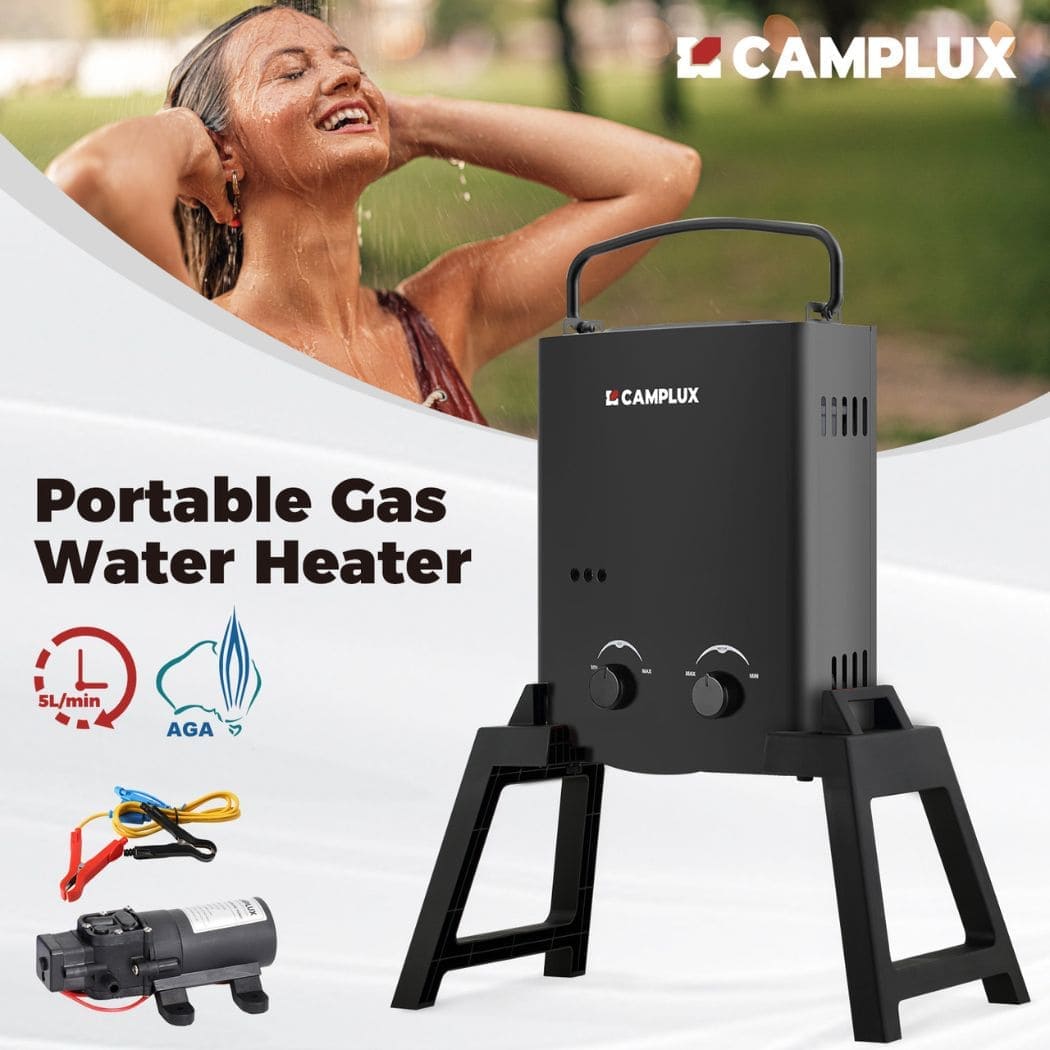 5L Portable Gas Hot Water System with Pump and Stand Camping Shower Pack