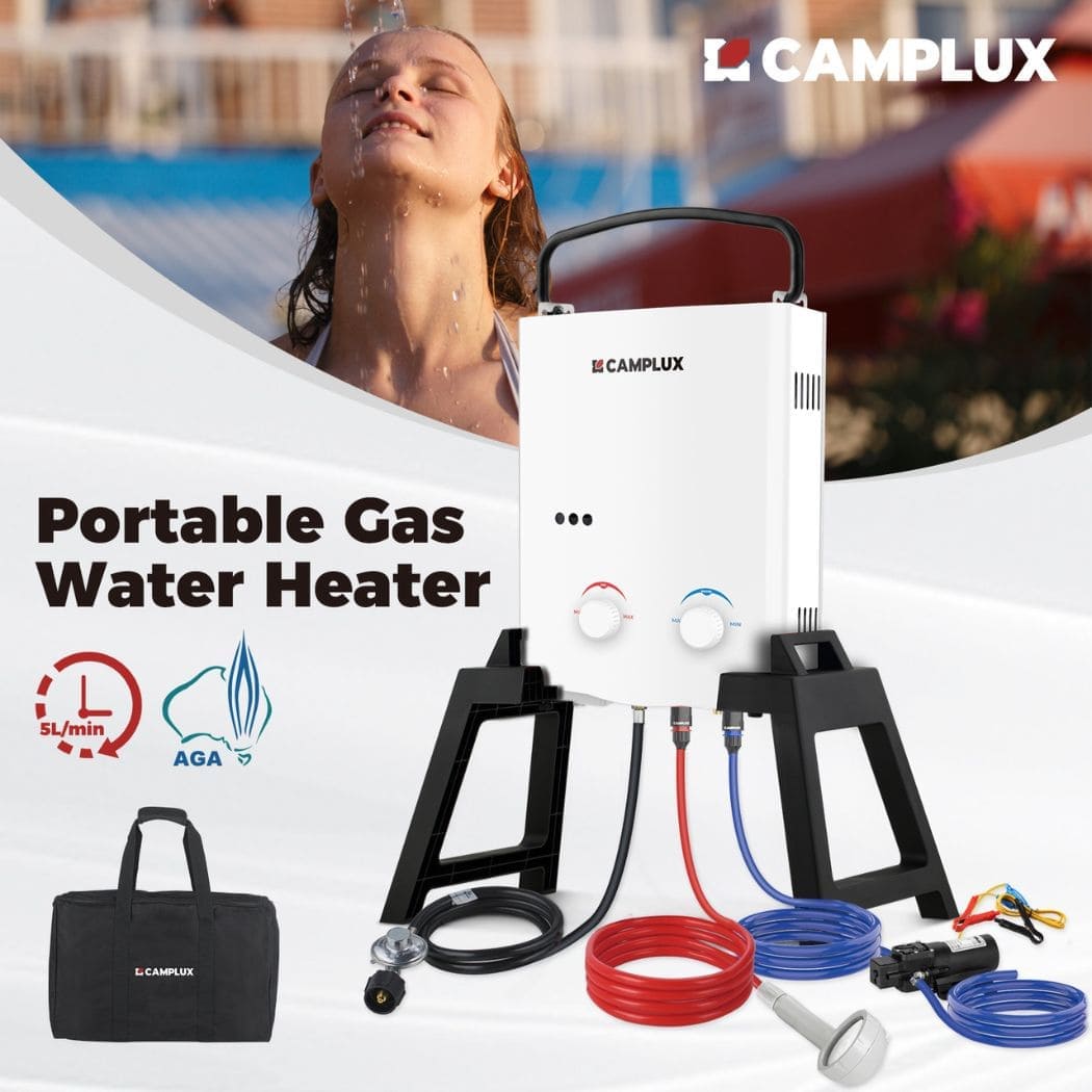 5L Portable Outdoor Hot Water Heater with Pump and Stand Camping Pack