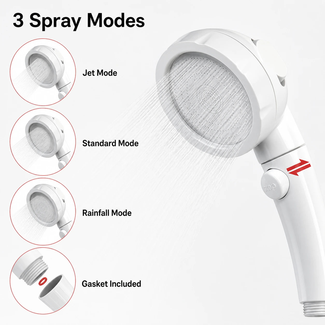 camplux ay132 series shower head 3 spray modes