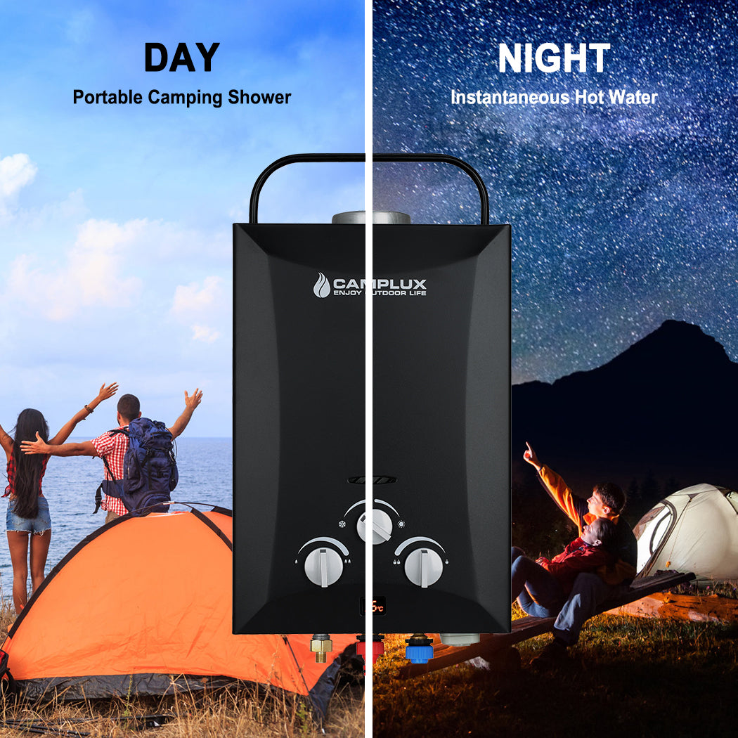 Portable Gas Hot Water Heater Camping 4.3L Pump Shower Stand LPG RV