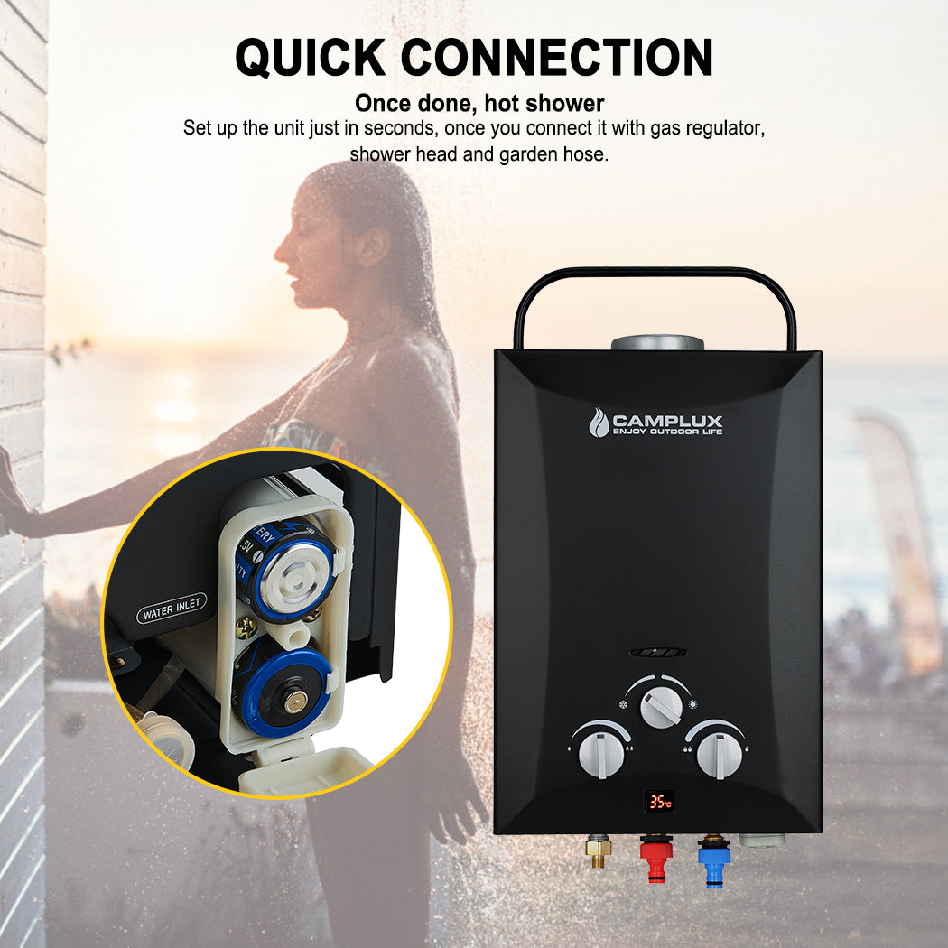 Portable Gas Hot Water Heater Camping 4.3L Pump Shower Stand LPG RV