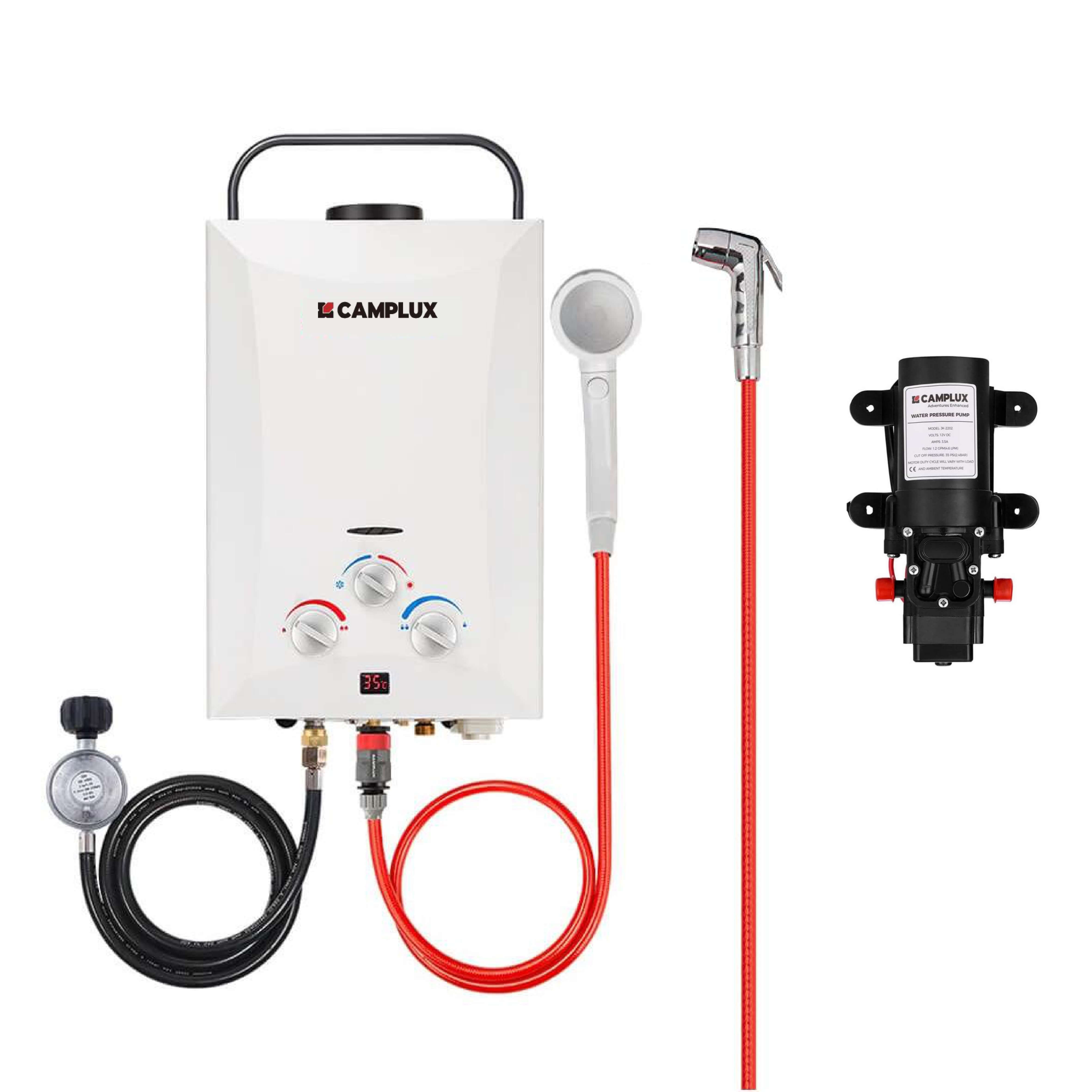 8 Liter Camplux Portable Water Heater & 4.5L Water Pump