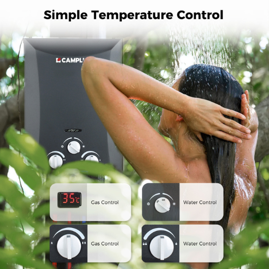 8 Liter Camplux Black Portable Water Heater