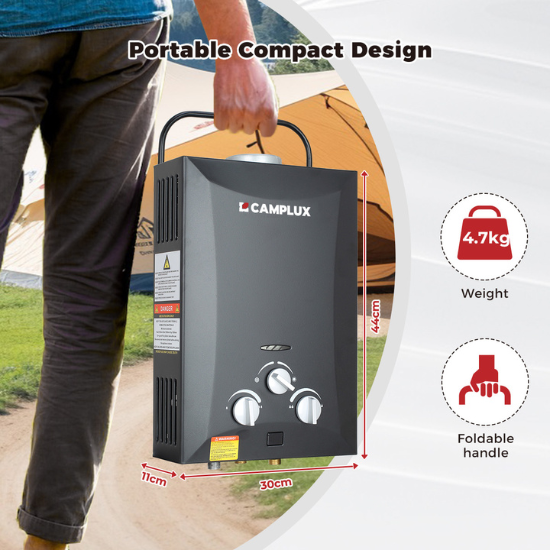 8 Liter Camplux Black Portable Water Heater