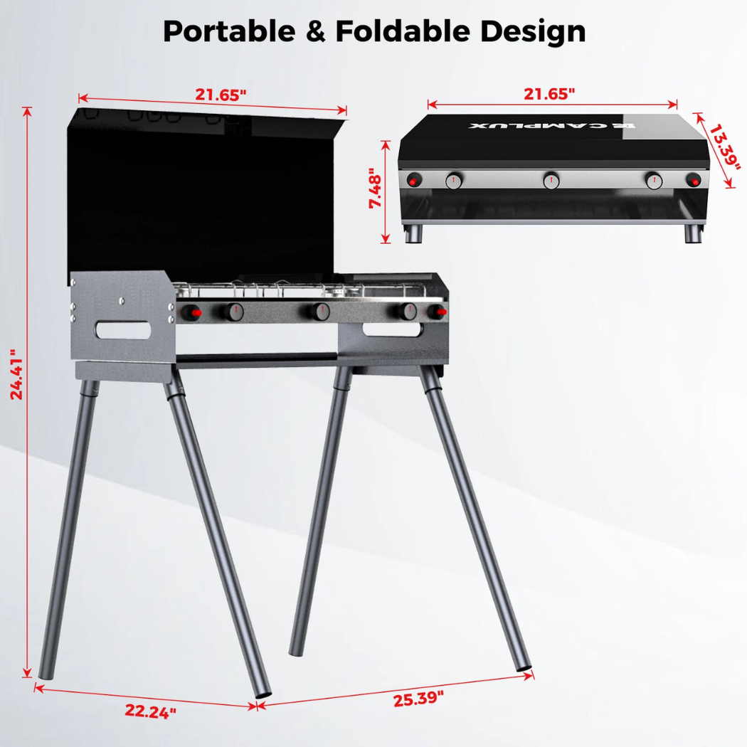 Portable Camping Stove with Legs 2 Burner Gas Grill Butane BBQ Stove