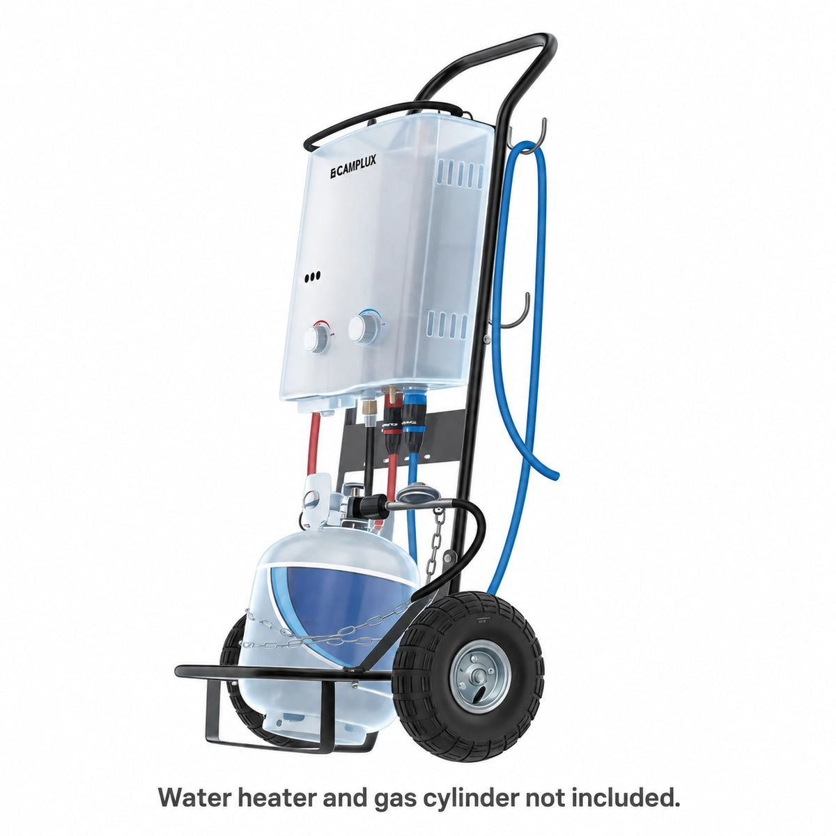 CAMPLUX D52 hand trolley with portable gas water heater and gas cylinder
