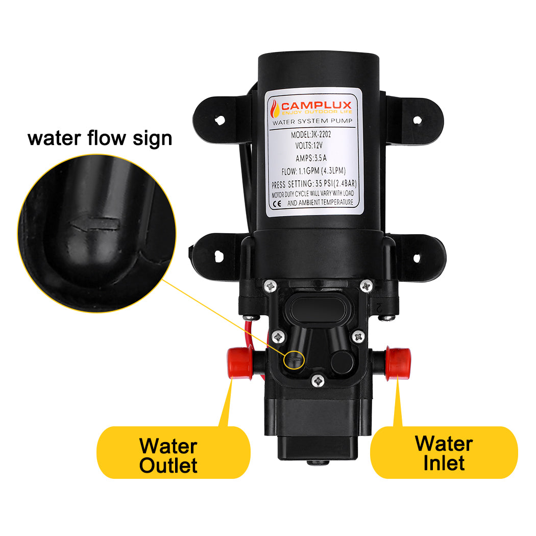 8 Liter Camplux Portable Water Heater with 4.5L Pump & Shower Stand