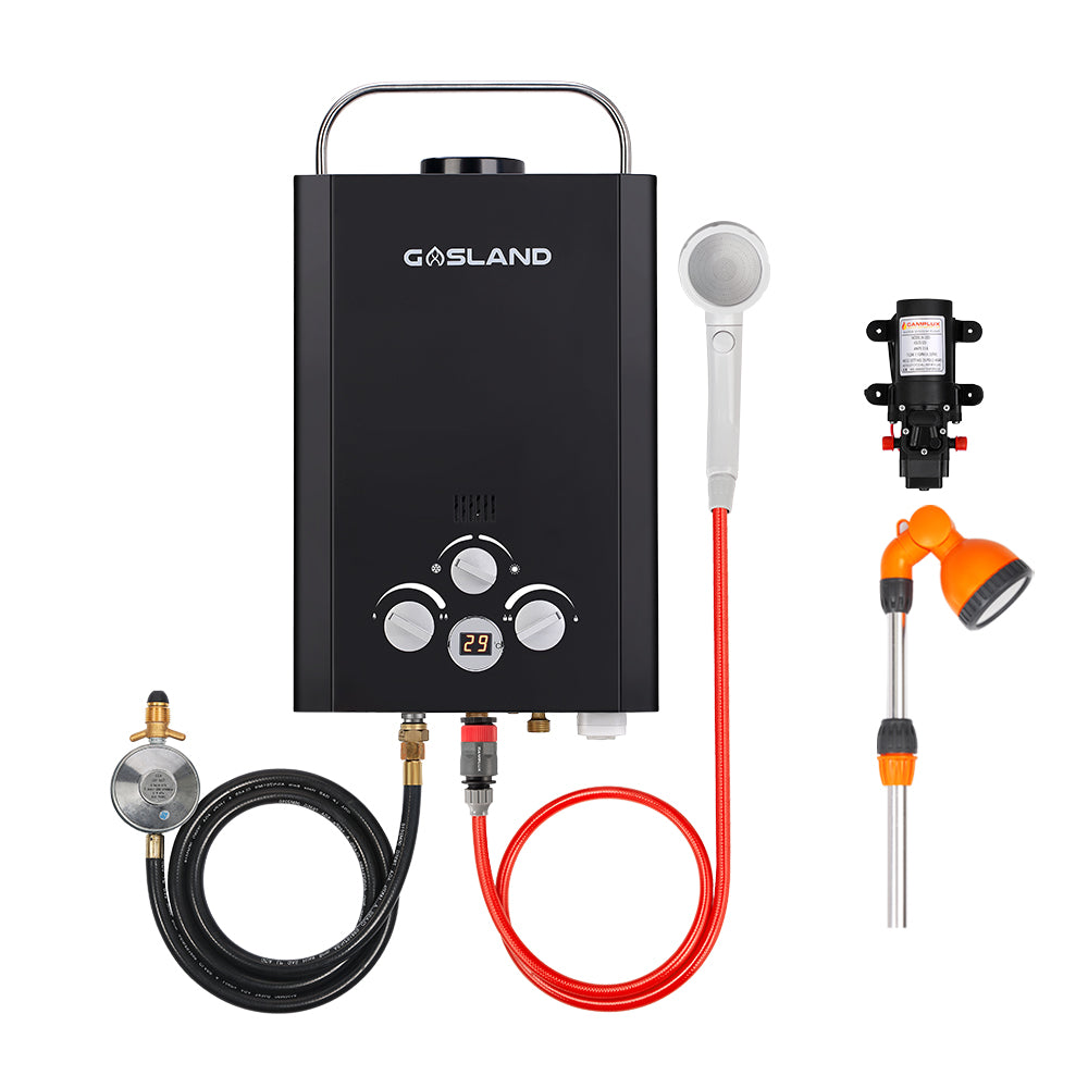 Portable Gas Hot Water Heater Camping 4.3L Pump Shower Stand LPG RV