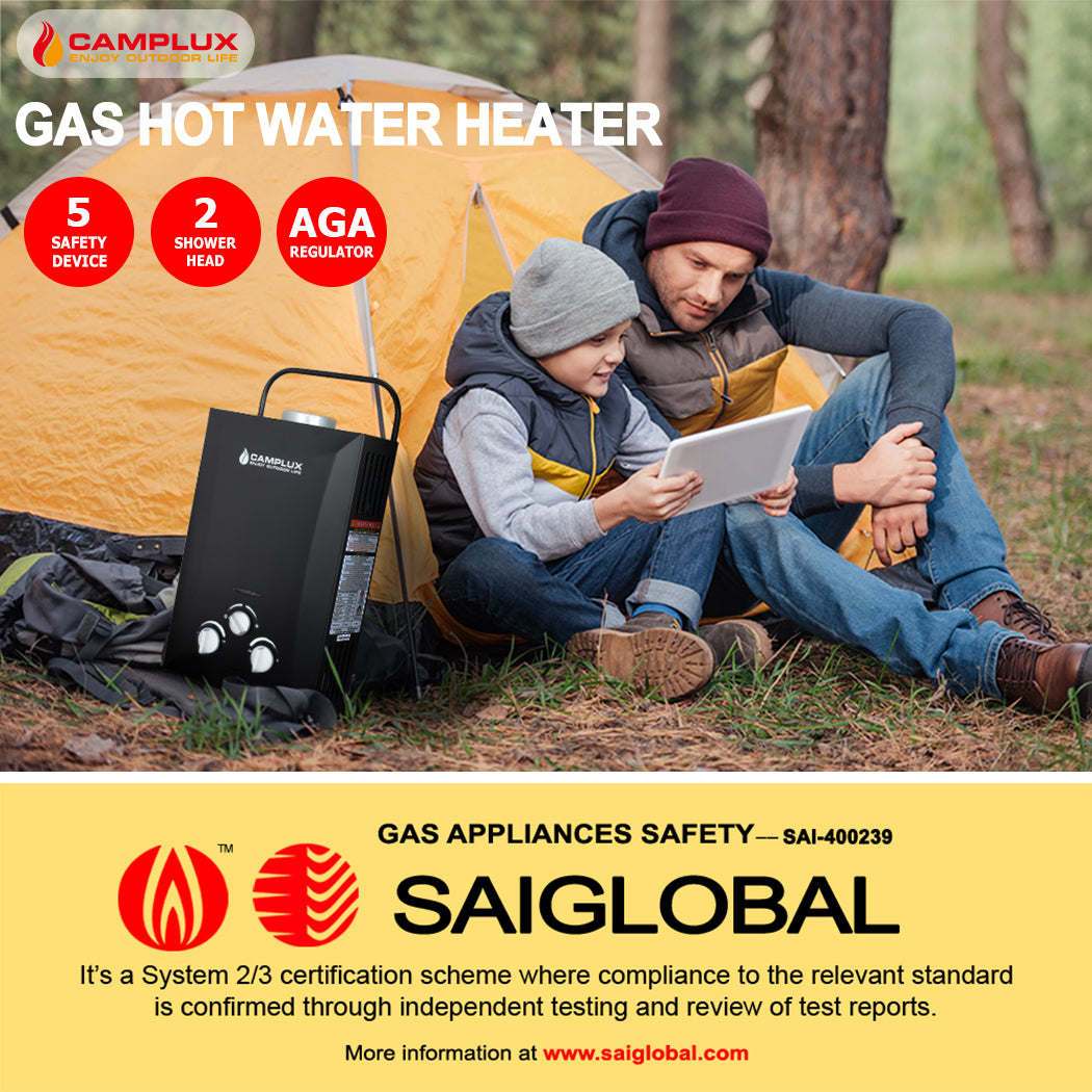 8 Liter Camplux Black Portable Water Heater with 4.5L Pump