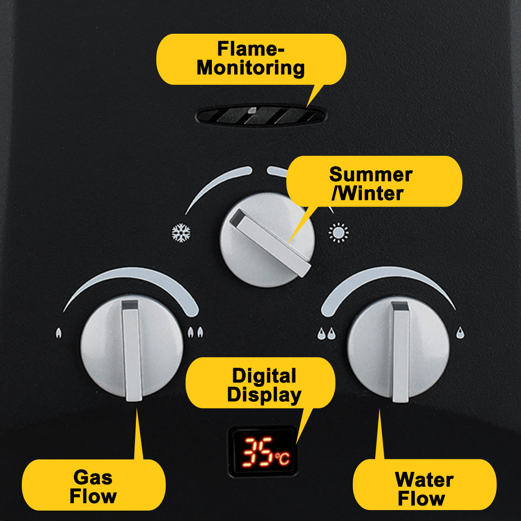 Portable Gas Hot Water Heater Camping 4.3L Pump Shower Stand LPG RV